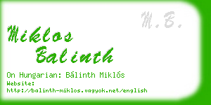 miklos balinth business card