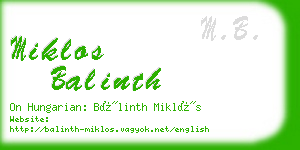 miklos balinth business card
